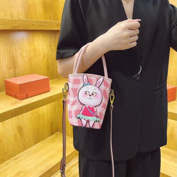 Sales factory ladies shoulder bags 2 colors cute cartoon rabbit mobile phone coin purse small fresh plaid bucket bag popular color matching leather handbag 6838#, Green
Sales factory ladies shoulder bags 2 colors cute cartoon rabbit mobile phone coin purse small fresh plaid bucket bag popular color matching leather handbag 6838#, Green