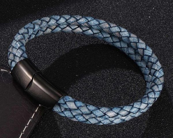 double layer retro blue braided leather bracelet men jewelry fashion stainless steel magnetic clasp bangles male wrist band gift2239091, Golden;silver
double layer retro blue braided leather bracelet men jewelry fashion stainless steel magnetic clasp bangles male wrist band gift2239091, Golden;silver