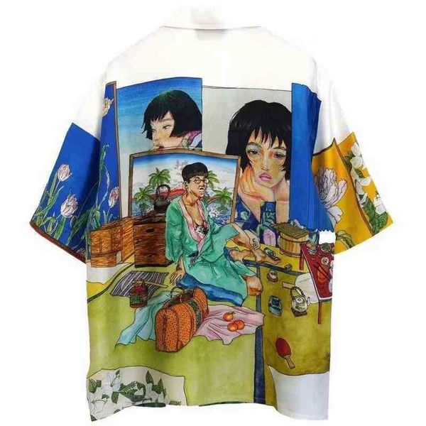 casablanca button up shirt silk breathable rainbow print short sleeve shirt third world eye holiday beach shirts, White;black
casablanca button up shirt silk breathable rainbow print short sleeve shirt third world eye holiday beach shirts, White;black