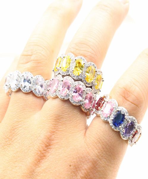 

2019 new arrival sparkling luxury jewelry 925 sterling silver oval cut cz diamond gemstones party women wedding band ring for2986755, Slivery;golden