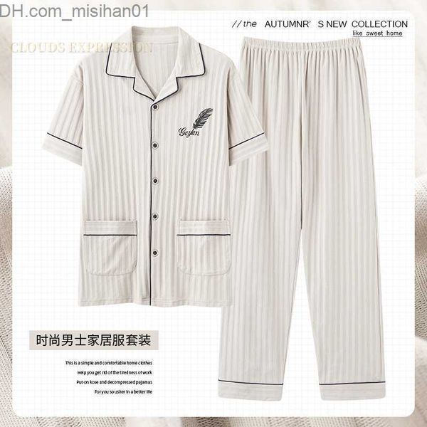 men's sleepwear l-5xl summer elegant pajamas knitted cotton men's pajamas set long pants pajamas plus size pj pajamas z230725, Black;brown
men's sleepwear l-5xl summer elegant pajamas knitted cotton men's pajamas set long pants pajamas plus size pj pajamas z230725, Black;brown