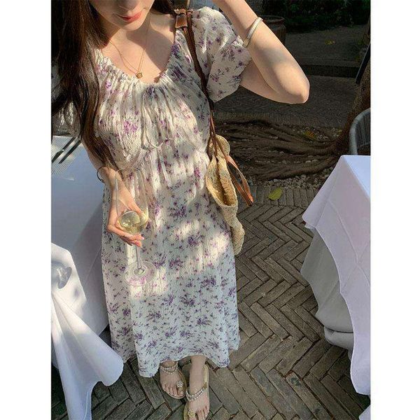 french break floral puff sleeve dress womens summer elegant first love sweet waist trimming chiffon, Black;gray
french break floral puff sleeve dress womens summer elegant first love sweet waist trimming chiffon, Black;gray