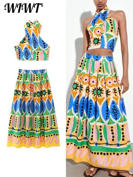 two piece dress summer print skirt sets for women causal halter sleeveless tank aline midcalf skirts female 2 set elegant suit 230724, White
two piece dress summer print skirt sets for women causal halter sleeveless tank aline midcalf skirts female 2 set elegant suit 230724, White