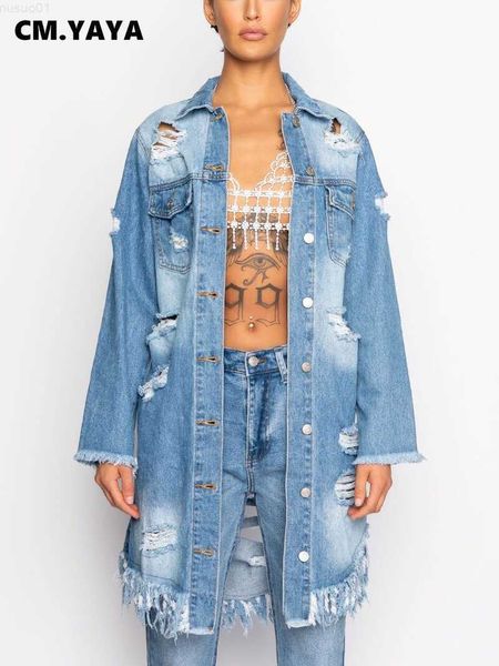 women's jackets cm.yaya vintage women cutout hollow out back long sleeve single breasted asymmetrical hem denim coat 2023 fashion jean, Black;brown
women's jackets cm.yaya vintage women cutout hollow out back long sleeve single breasted asymmetrical hem denim coat 2023 fashion jean, Black;brown
