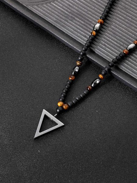 men's accessories men triangle charm beaded necklace jewelry gift fashion punk popular for a stylish look personality, Silver
men's accessories men triangle charm beaded necklace jewelry gift fashion punk popular for a stylish look personality, Silver