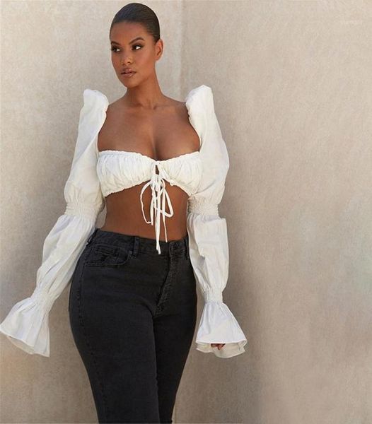 women blouse female shirred white puff sleeve tie front shirts elegant backless crop fashion blusas clothing women7803391
women blouse female shirred white puff sleeve tie front shirts elegant backless crop fashion blusas clothing women7803391