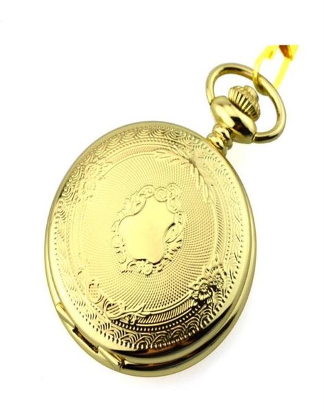 

ime watch quartz movement fob pocket watches with chain full hunter golden case engraved floral pattern 6 pieces3749764, Slivery;golden