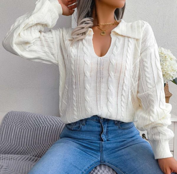 designer women casual collar long sleeve knitted fashion sweater 2023 autumn winter pullovers, White;black
designer women casual collar long sleeve knitted fashion sweater 2023 autumn winter pullovers, White;black