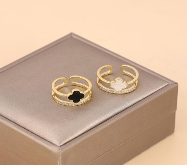 luxury adjustable black white clover ring jewelry for women wedding gift9549946, Silver
luxury adjustable black white clover ring jewelry for women wedding gift9549946, Silver