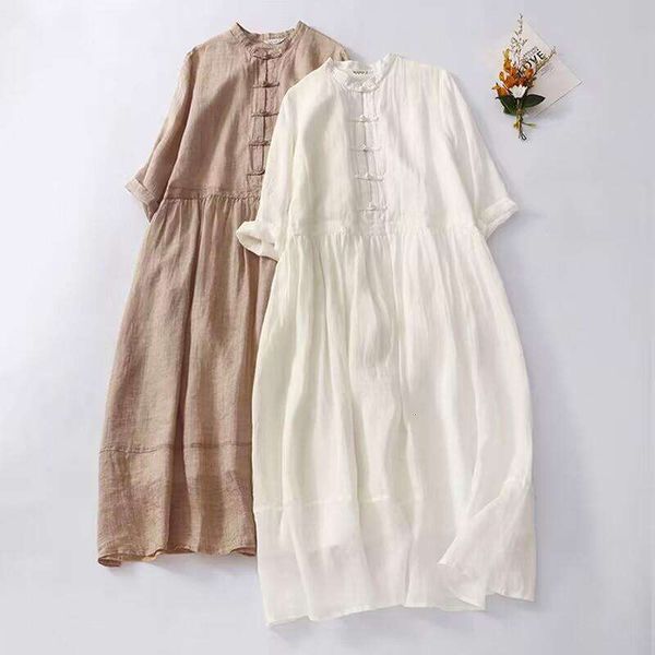 art cotton and linen dress for women summer arrival temperament small stand up collar retro button slim elegant, Black;gray
art cotton and linen dress for women summer arrival temperament small stand up collar retro button slim elegant, Black;gray