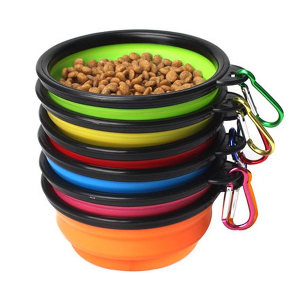 Image of dog Bowls Folding Silicone Travel Portable Collapsible soft Puppy Doggy Food Container for Pet Cat Water Feeding