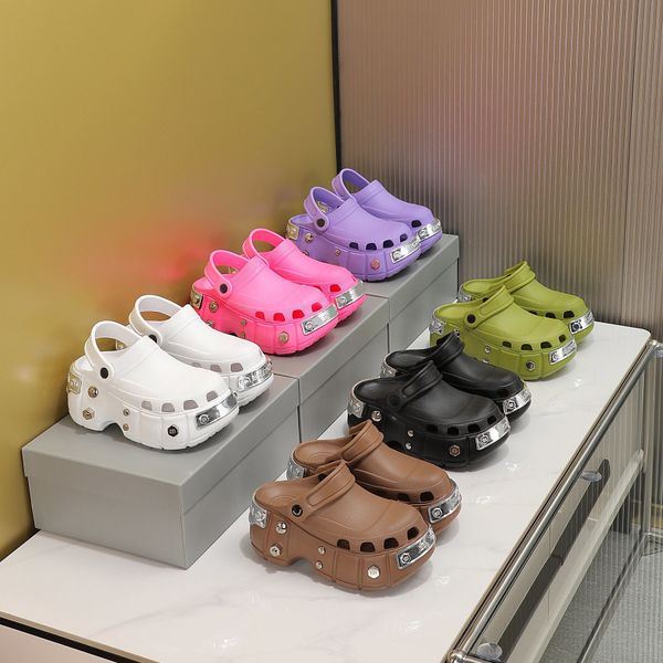 rivet hard sandals slippers slides pumps heels 10 cm platform heels luxury designers casual fashion couple shoes factory footwear size 35-44, Black
rivet hard sandals slippers slides pumps heels 10 cm platform heels luxury designers casual fashion couple shoes factory footwear size 35-44, Black