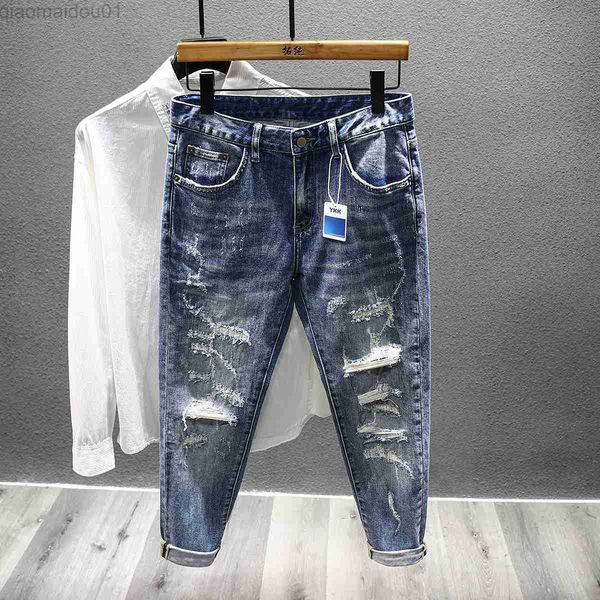 men's jeans 2023 spring ripped men's jeans new fashion whiskers retro patch hole trend slim streetwear little feet jeans denim tro, Blue
men's jeans 2023 spring ripped men's jeans new fashion whiskers retro patch hole trend slim streetwear little feet jeans denim tro, Blue