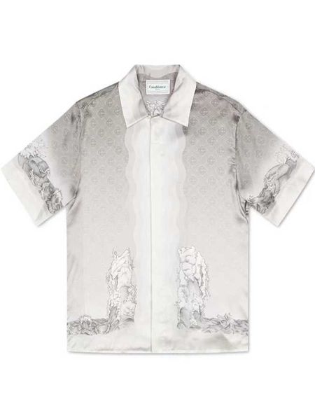 casablanca button up shirt guardian gypsum print black and white gradient hawaiian loose short sleeve shirt for men and women, White;black
casablanca button up shirt guardian gypsum print black and white gradient hawaiian loose short sleeve shirt for men and women, White;black