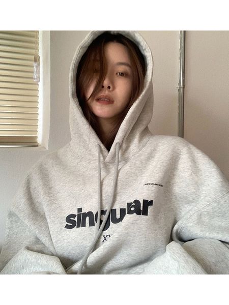 women's hoodies sweatshirts houzhou korean streetwear winter warm gray hoodies women oversize fashion velvet loose black kpop sweatshir