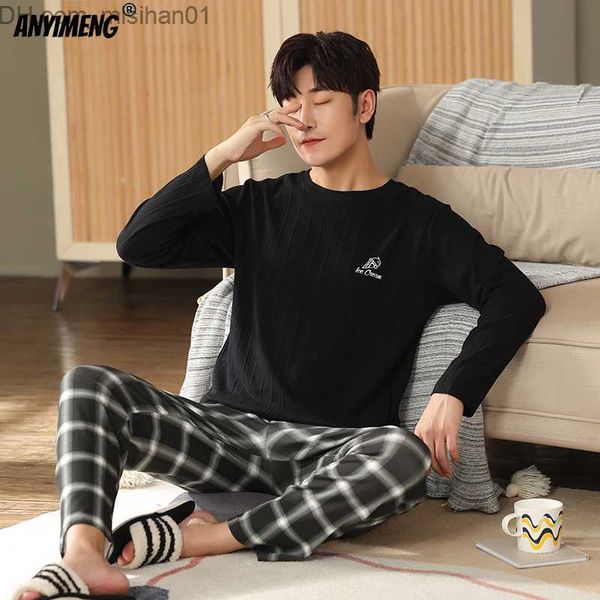 men's sleepwear fashionable men's pajamas 2023 new pure cotton pajamas cotton pajamas elegant black plaid pajama set men's tw, Black;brown
men's sleepwear fashionable men's pajamas 2023 new pure cotton pajamas cotton pajamas elegant black plaid pajama set men's tw, Black;brown