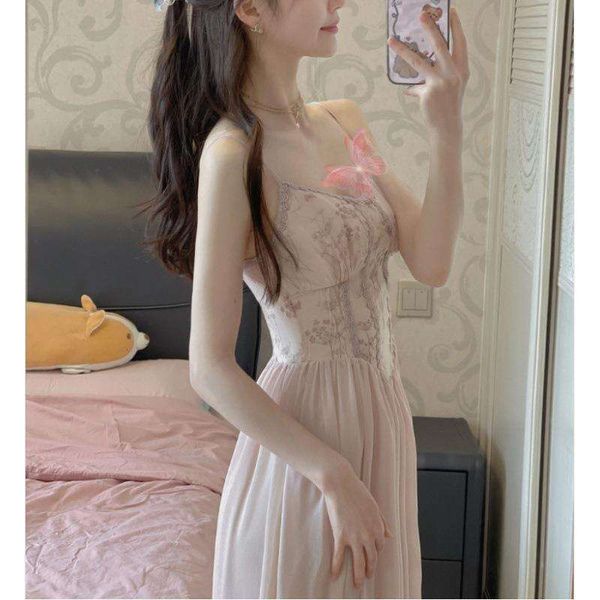french pink lace fishbone spaghetti dress for women in summer high end slim waist first love fairy like long, Black;gray
french pink lace fishbone spaghetti dress for women in summer high end slim waist first love fairy like long, Black;gray