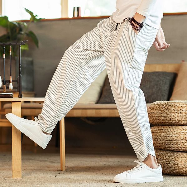 men's pants chinese style summer striped cotton linen wide leg casual oversized harem lantern trousers male clothing 230724, Black
men's pants chinese style summer striped cotton linen wide leg casual oversized harem lantern trousers male clothing 230724, Black