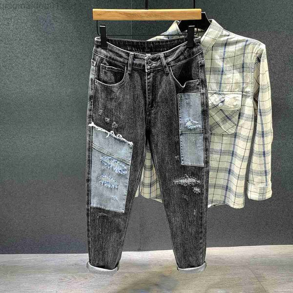 men's jeans patchwork jeans men mixed color ripped hole jeans pants simple american slim fashion stretch personality denim trousers l23, Blue
men's jeans patchwork jeans men mixed color ripped hole jeans pants simple american slim fashion stretch personality denim trousers l23, Blue