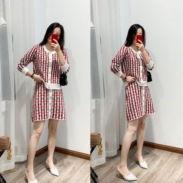 new -aje knitted plaid a-line high waisted skirt+round neck jacquard knit cardigan, White
new -aje knitted plaid a-line high waisted skirt+round neck jacquard knit cardigan, White