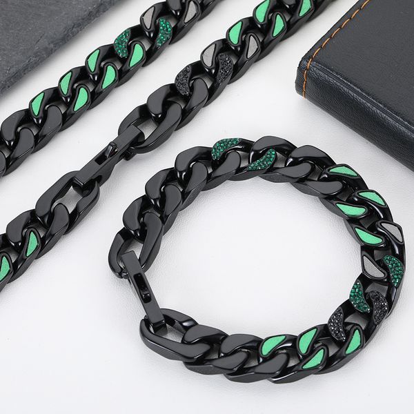 hip hop black green oil drip stainless steel cuban chain necklace men jewelry, Silver
hip hop black green oil drip stainless steel cuban chain necklace men jewelry, Silver