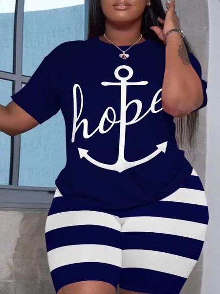 women's plus size tracksuits lw two piece women clothes casual hope letter print oneck tees sporty stretch striped shorts set 230721, Black
women's plus size tracksuits lw two piece women clothes casual hope letter print oneck tees sporty stretch striped shorts set 230721, Black