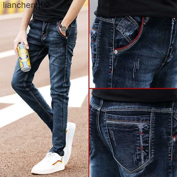 fashion men's stretch dark blue skinny for men casual slim fit denim pants korean style male trousers jeans w0223 l230724
fashion men's stretch dark blue skinny for men casual slim fit denim pants korean style male trousers jeans w0223 l230724