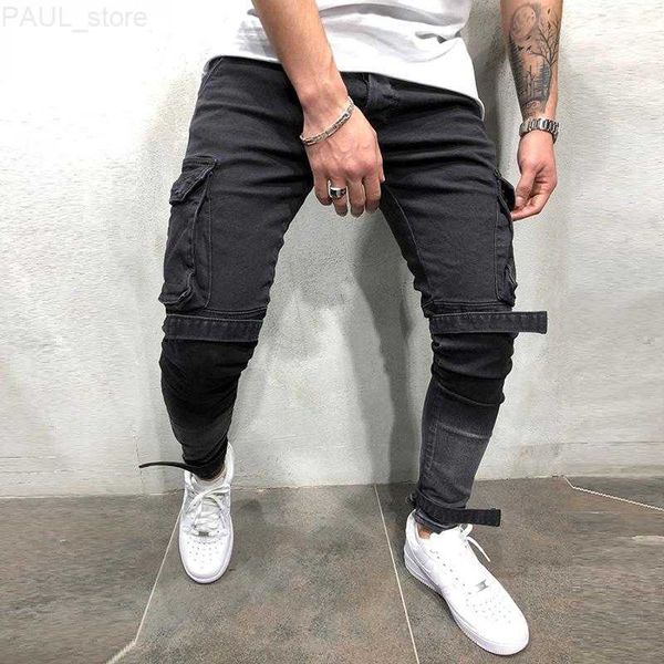 men's jeans autumn and winter slim fit denim black big pocket casual hem mens leggings l230724, Blue
men's jeans autumn and winter slim fit denim black big pocket casual hem mens leggings l230724, Blue