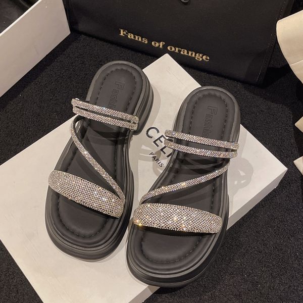 bright diamond sandals and slippers female summer new fairy feng shui diamond slippers with thick bottom drag sweet sandals female, Black
bright diamond sandals and slippers female summer new fairy feng shui diamond slippers with thick bottom drag sweet sandals female, Black