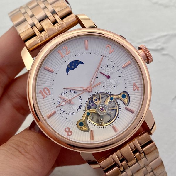 men's watch watch luxury 44mm full function automatic mechanical movement watch waterproof steel strap watch with case, Slivery;brown
men's watch watch luxury 44mm full function automatic mechanical movement watch waterproof steel strap watch with case, Slivery;brown