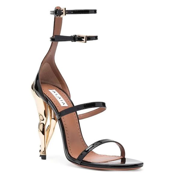 thick heel metal hip sandals slippers multi-strap patent leather high-heeled sandals women's luxury designers leather outsole party que, Black
thick heel metal hip sandals slippers multi-strap patent leather high-heeled sandals women's luxury designers leather outsole party que, Black