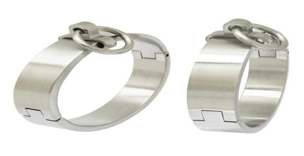 brushed stainless steel lockable slave wrist and ankle cuffs bangle bracelet with removable o ring q071792700487444458, Black
brushed stainless steel lockable slave wrist and ankle cuffs bangle bracelet with removable o ring q071792700487444458, Black