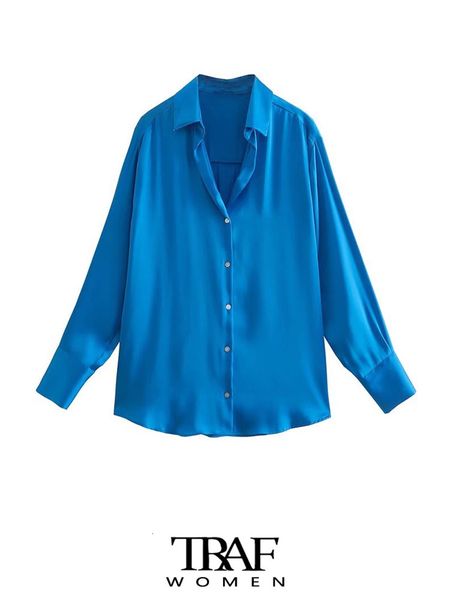 women's blouses shirts traf women fashion loose satin vintage long sleeve buttonup female blusas chic 230724, White
women's blouses shirts traf women fashion loose satin vintage long sleeve buttonup female blusas chic 230724, White