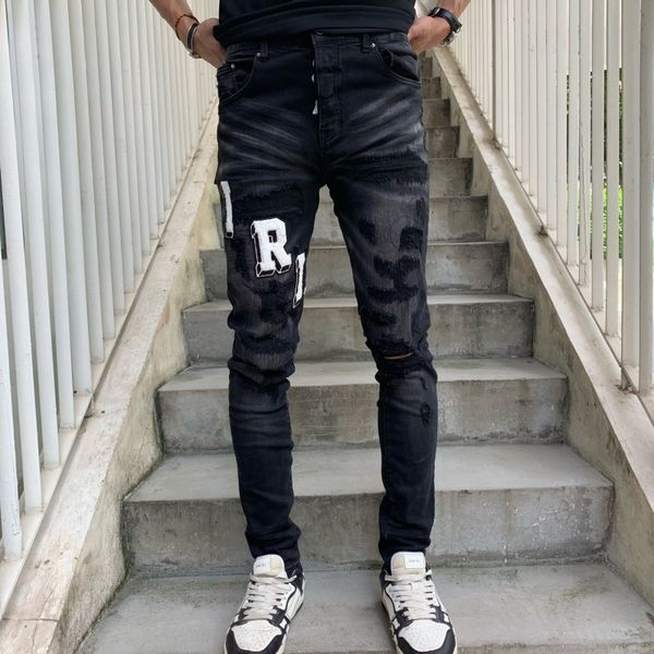 fashion men jeans jeans designer am elastic letters embroidery hole wash rock style casual street jeans large size 3j7z, Blue
fashion men jeans jeans designer am elastic letters embroidery hole wash rock style casual street jeans large size 3j7z, Blue