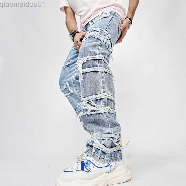 men's jeans 2023 stylish men streetwear loose ripped straight slim fit jeans trousers hip hop male holes solid casual denim pants l2307, Blue
men's jeans 2023 stylish men streetwear loose ripped straight slim fit jeans trousers hip hop male holes solid casual denim pants l2307, Blue