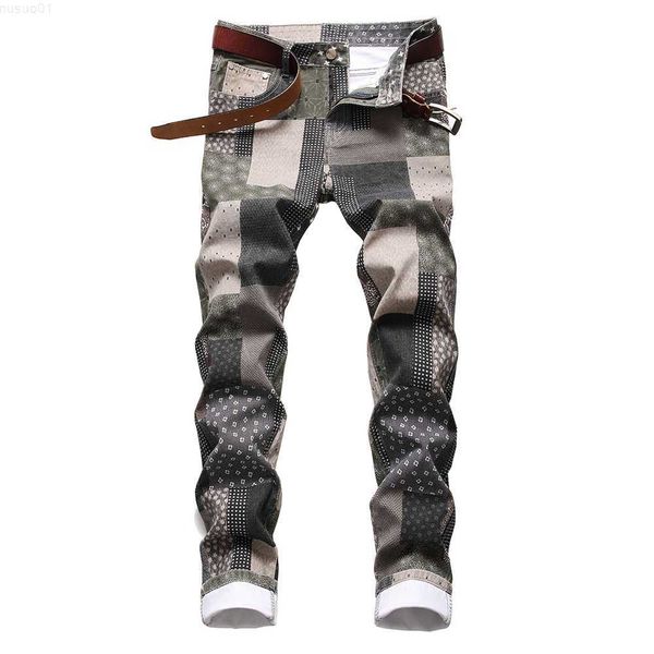 men's jeans men's patch patchwork printed jeans fashion slim straight stretch denim pants plaid digital painted trousers l230724, Blue
men's jeans men's patch patchwork printed jeans fashion slim straight stretch denim pants plaid digital painted trousers l230724, Blue