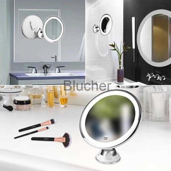Image of Selfie Lights Led light makeup mirror 10 times enlarged desktop makeup mirror bathroom desktop with suction cup filling light folding WJ901 x0724