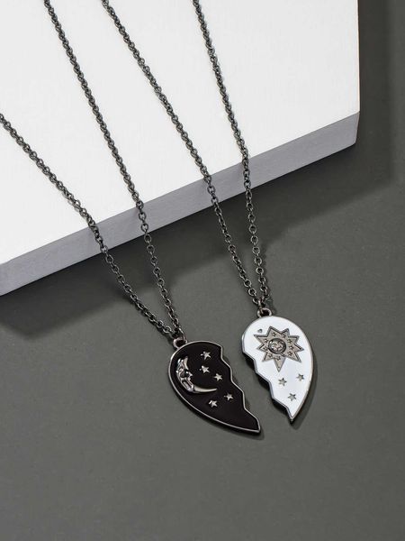 men's accessories fashionable and popular 2pcs men sun moon pattern heart charm necklace alloy for jewelry gift and for a stylish look, Silver
men's accessories fashionable and popular 2pcs men sun moon pattern heart charm necklace alloy for jewelry gift and for a stylish look, Silver