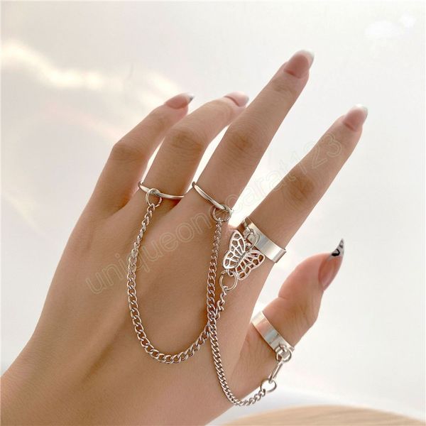 cool hiphop chain butterfly rings multi-layer wedding finger rings set alloy rings for women jewelry gifts, Silver
cool hiphop chain butterfly rings multi-layer wedding finger rings set alloy rings for women jewelry gifts, Silver