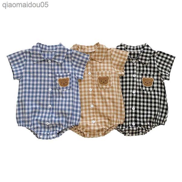 summer romper for baby girls boys cute bear plaid onesie korean newborn clothing toddler home short-sleeved jumpsuit 0-2 years l230712, Blue
summer romper for baby girls boys cute bear plaid onesie korean newborn clothing toddler home short-sleeved jumpsuit 0-2 years l230712, Blue