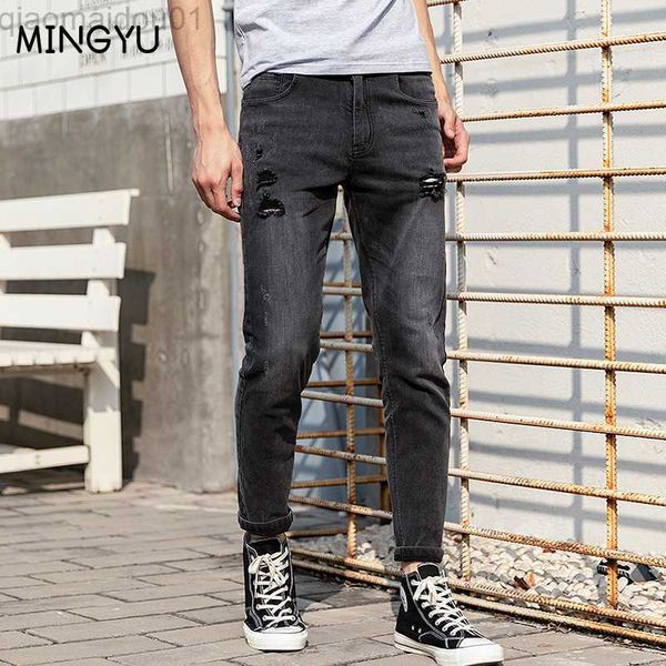 men's jeans 2022 spring autumn new casual jeans men slim feet korean version trend elastic hole fashion black streetwear men's jea, Blue
men's jeans 2022 spring autumn new casual jeans men slim feet korean version trend elastic hole fashion black streetwear men's jea, Blue