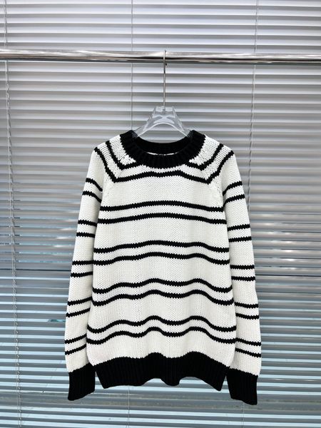 725 2023 autumn runway pullover brand same style pullover sweater black long sleeve crew neck fashion clothes womens qian688, White;black
725 2023 autumn runway pullover brand same style pullover sweater black long sleeve crew neck fashion clothes womens qian688, White;black