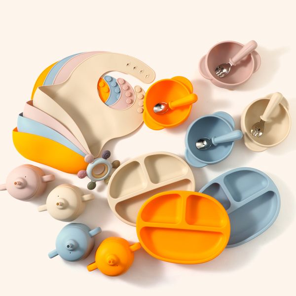 cups dishes utensils baby soft silicone feeding tableware for toddler kid suction plate fork spoon bowl cup set accessories 230724
cups dishes utensils baby soft silicone feeding tableware for toddler kid suction plate fork spoon bowl cup set accessories 230724