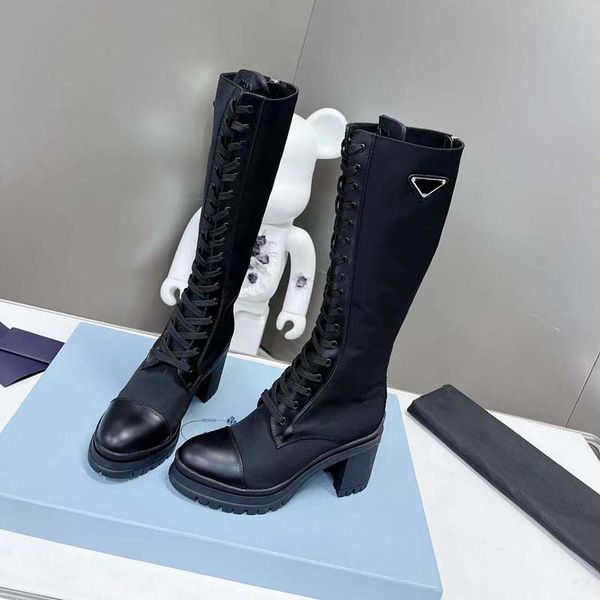 new autumn and winter brand women's designer shiny leather and nylon lace up high heel mid length boots ankle boots martin boots leathe, Black
new autumn and winter brand women's designer shiny leather and nylon lace up high heel mid length boots ankle boots martin boots leathe, Black