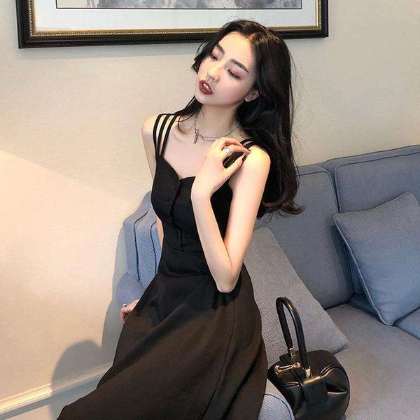 suspender dress summer black fairy temperament long hepburn medium woman, Black;gray
suspender dress summer black fairy temperament long hepburn medium woman, Black;gray