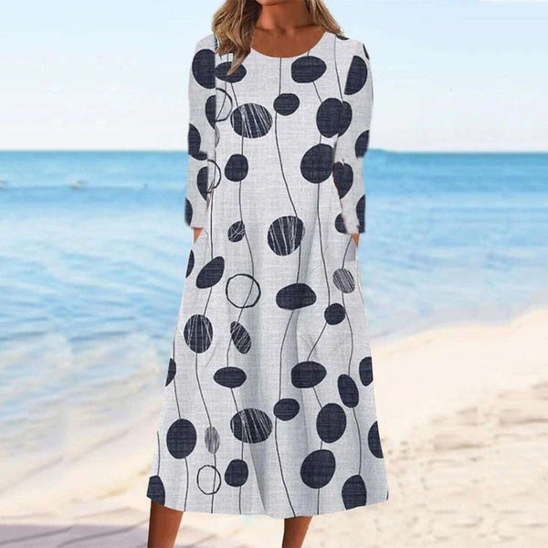 autumn casual womens dresses round collar print long sleeves elegant pocket dress, Black;gray
autumn casual womens dresses round collar print long sleeves elegant pocket dress, Black;gray