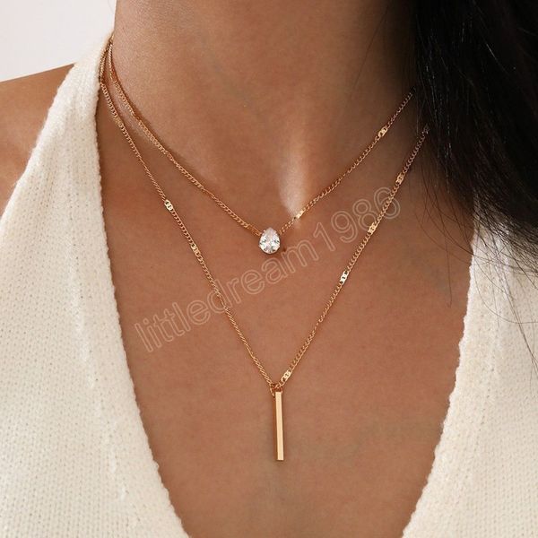 multilayered gold color chain choker necklace for women fashion crystal zircon pendant necklace jewelry gifts, Silver
multilayered gold color chain choker necklace for women fashion crystal zircon pendant necklace jewelry gifts, Silver