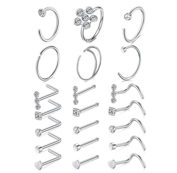 nose rings hoop l shape studs stainless steel screw bone flat diamond opal heart high nostril piercing jewelry for women men6419897, Silver
nose rings hoop l shape studs stainless steel screw bone flat diamond opal heart high nostril piercing jewelry for women men6419897, Silver