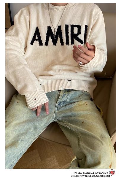 luxury brand amirl stripe knitted jummper tags embroideried women leopard letter loose oversizes ripped blend knitted cashmere sweater, White;black
luxury brand amirl stripe knitted jummper tags embroideried women leopard letter loose oversizes ripped blend knitted cashmere sweater, White;black
