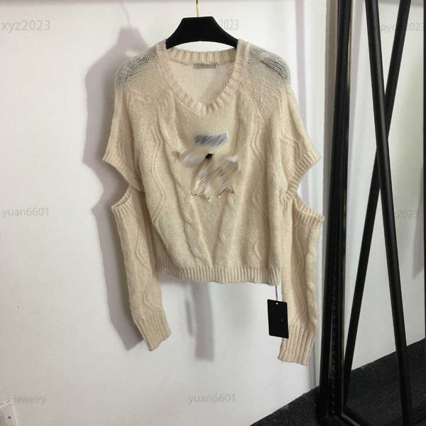designer women broken hole design sweater fashion diamond embroidery letter knit shirt size s-l bowknot brooch pullover july20, White;black
designer women broken hole design sweater fashion diamond embroidery letter knit shirt size s-l bowknot brooch pullover july20, White;black